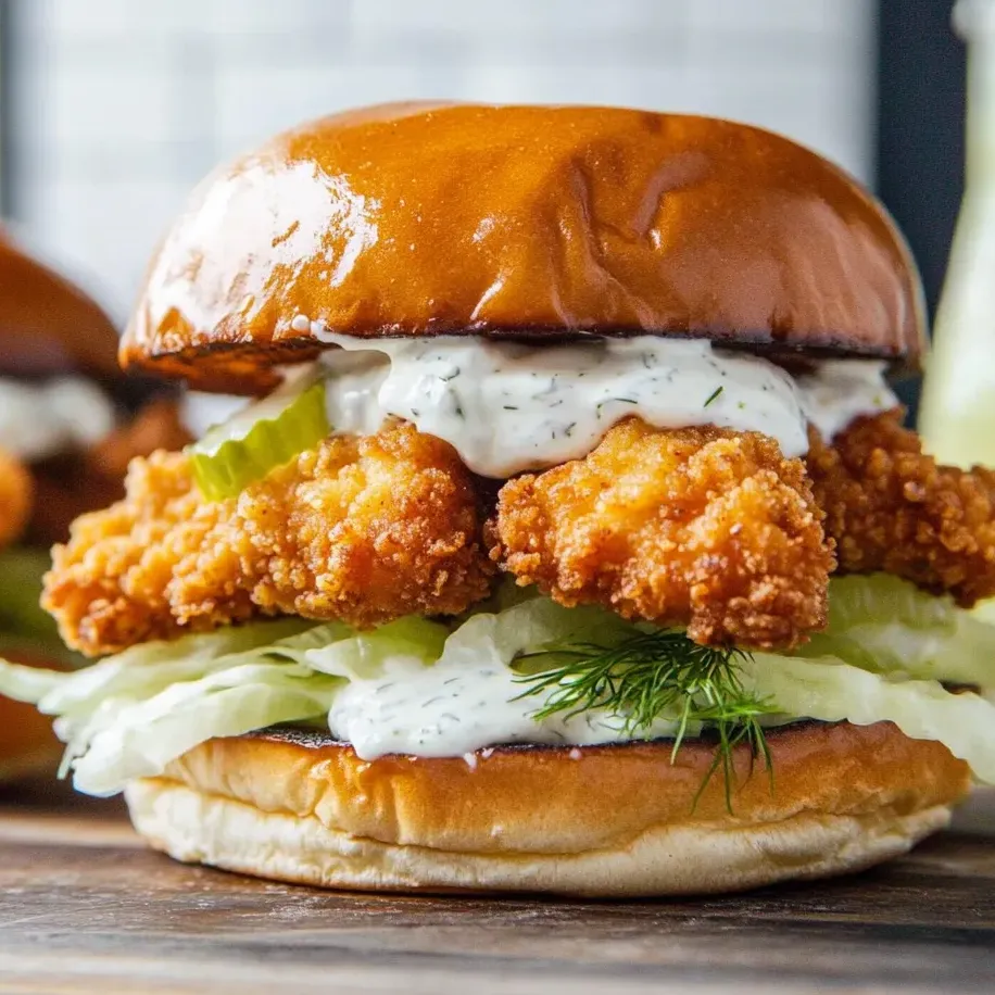 A sandwich with fried chicken and lettuce.