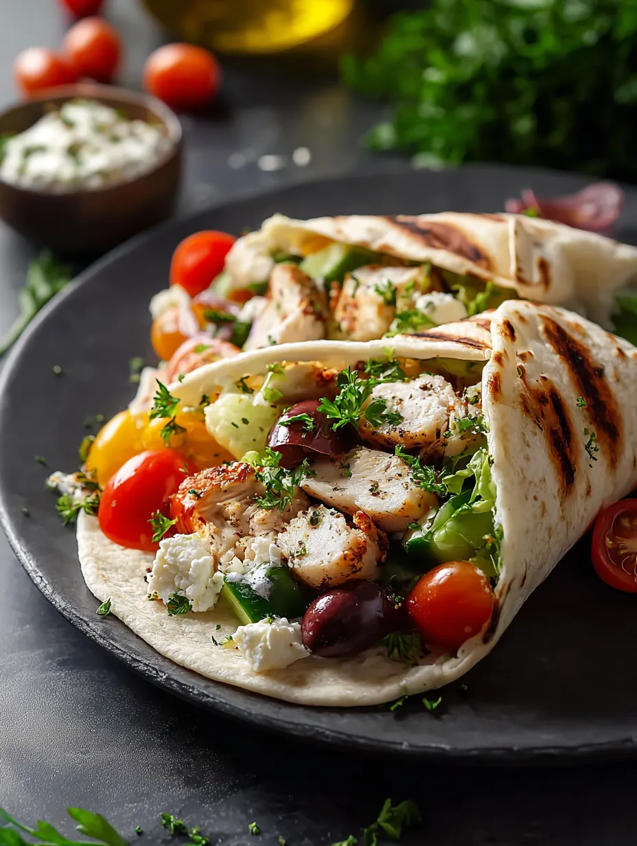 A plate of food with a wrap and a bowl of sauce.