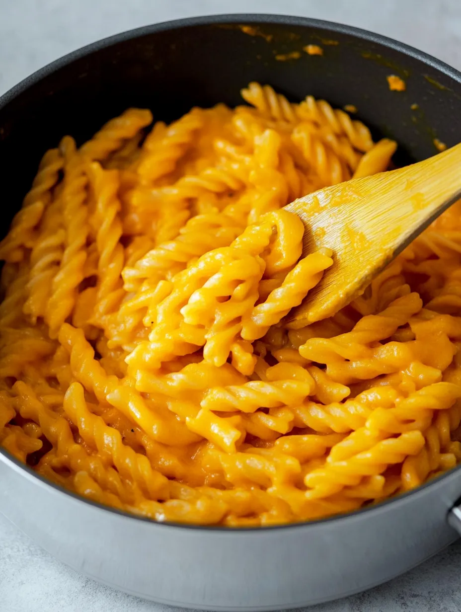 A spoon is in a pot of macaroni and cheese.