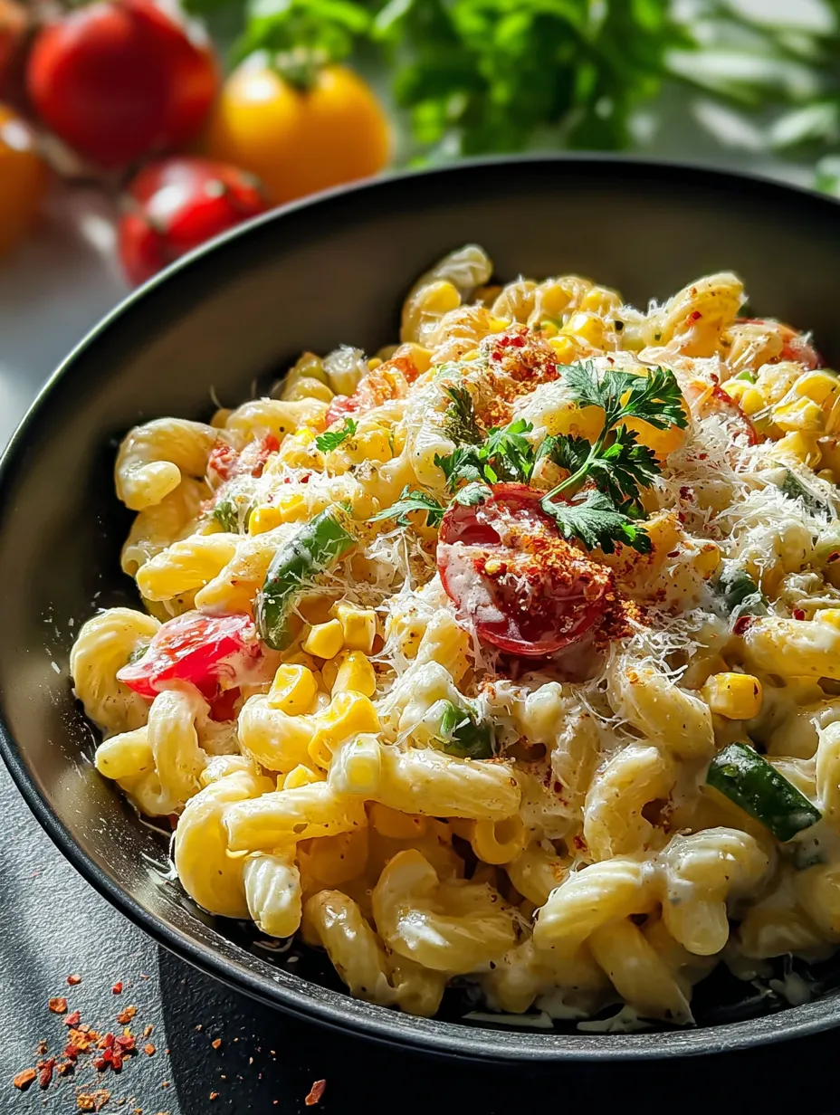 A bowl of pasta with tomatoes and cheese.