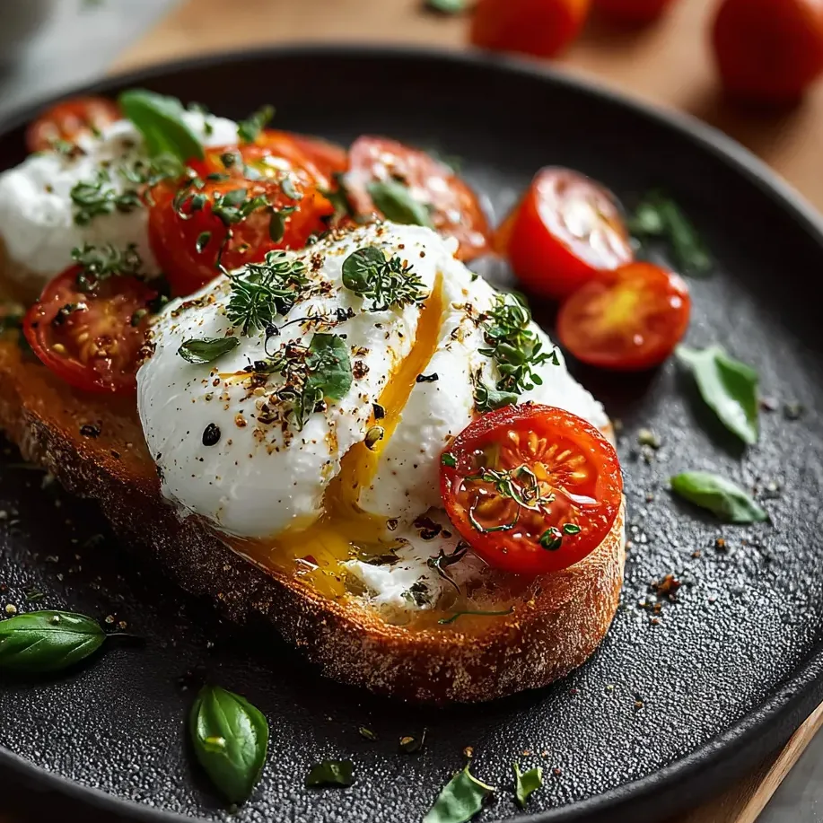 A plate of food with tomatoes and cheese.