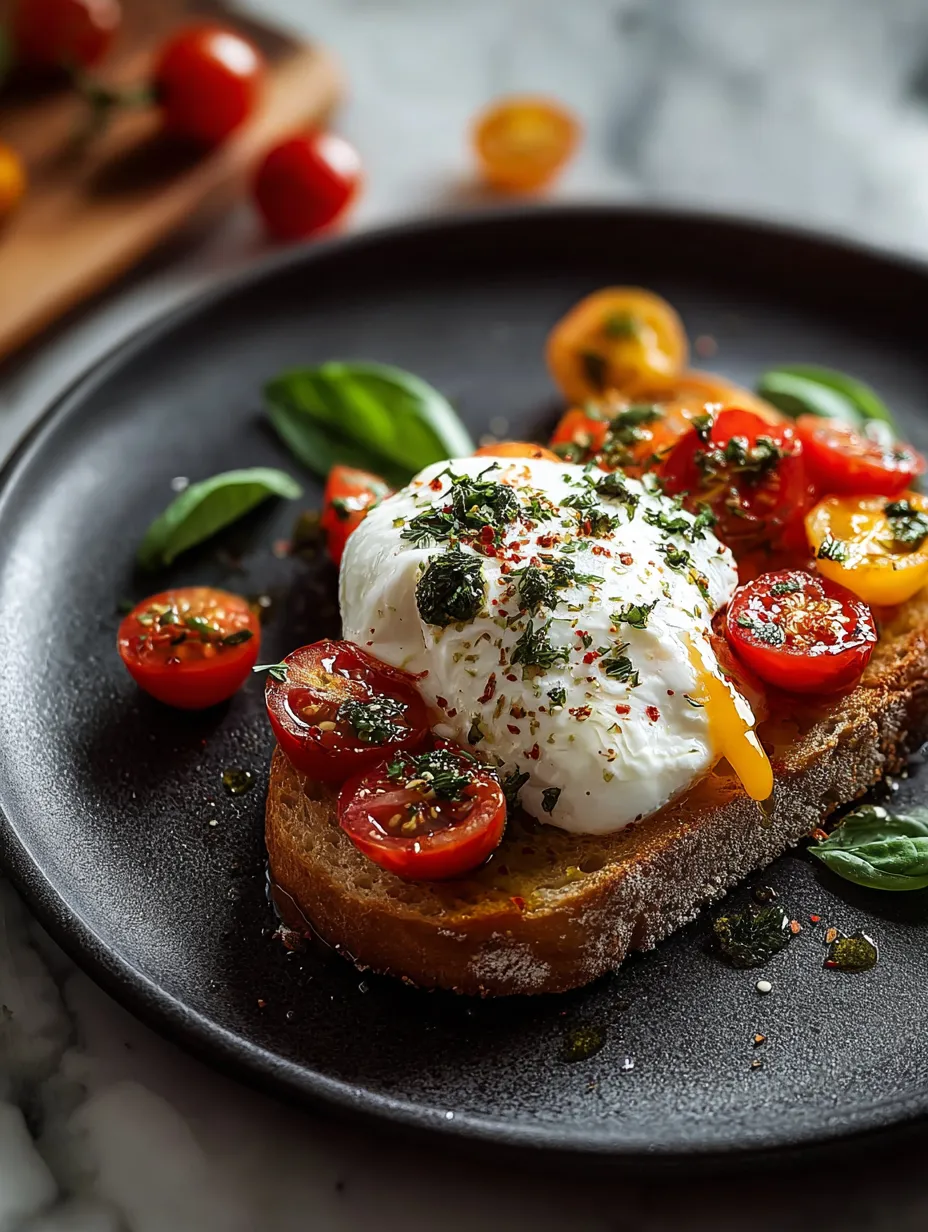A plate of food with tomatoes and basil.