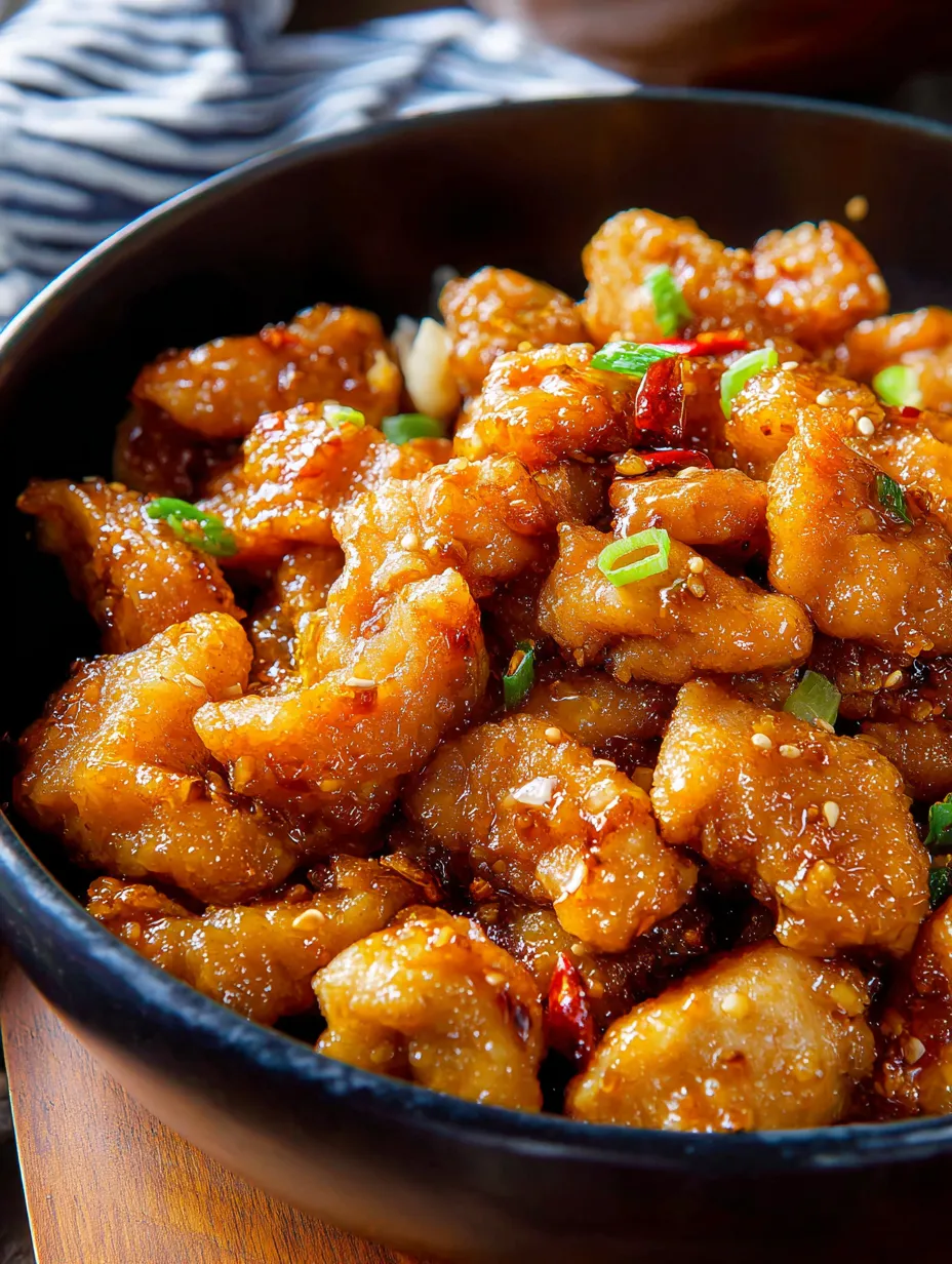 A bowl of chicken with a spoon in it.