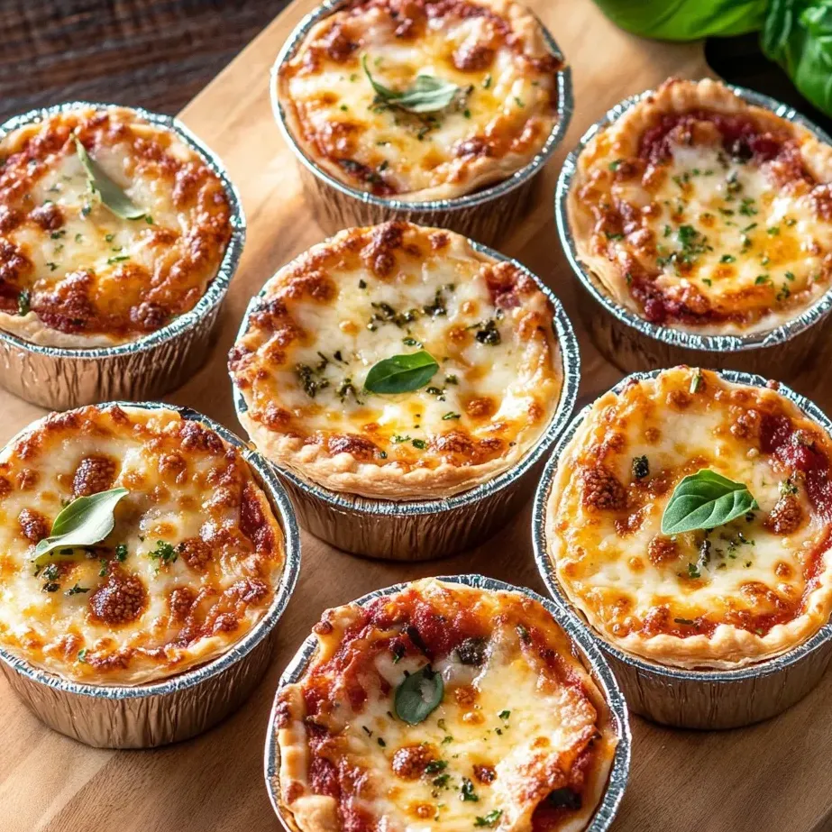 A tray of mini pizzas with cheese and spinach.