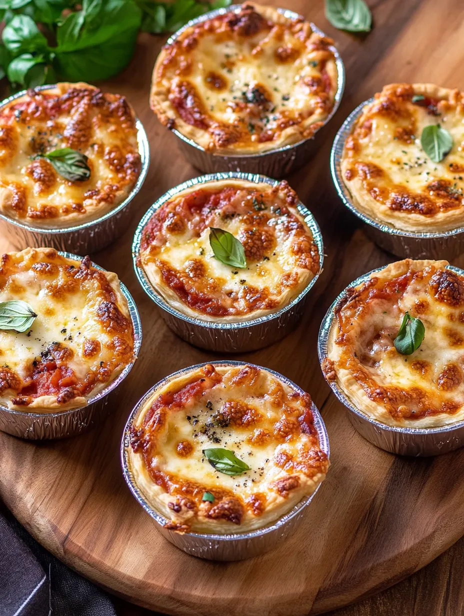 A tray of mini pizzas with cheese and spinach.