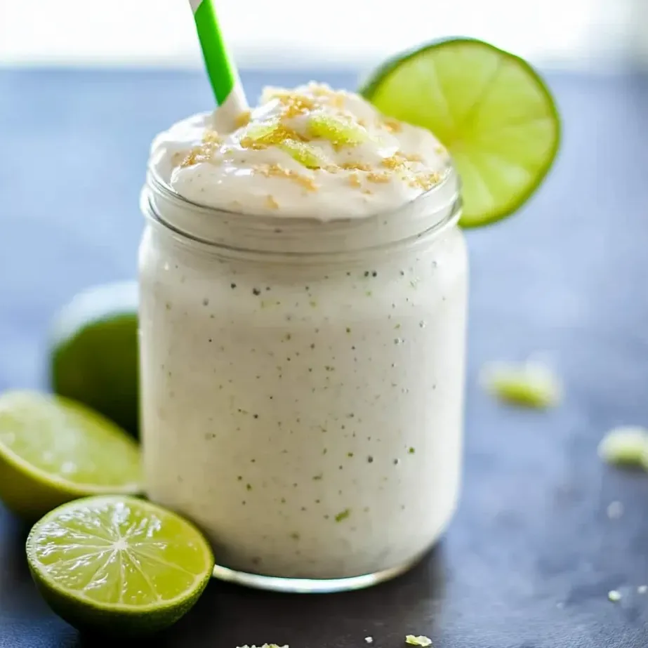 A glass of yogurt with a green straw.