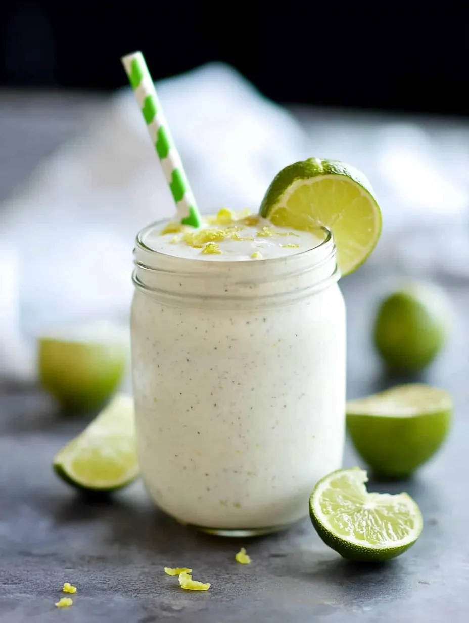 A glass of lime juice with a green straw.