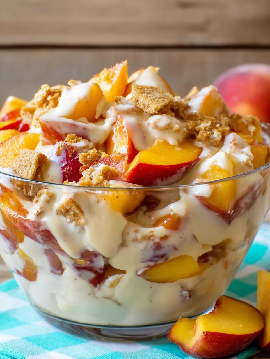 A bowl of fruit with peaches and other fruits.