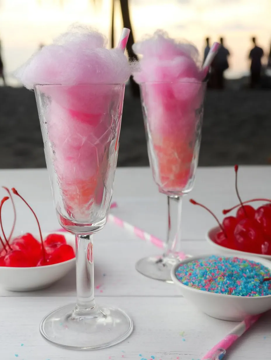 Two glasses of pink cotton candy.