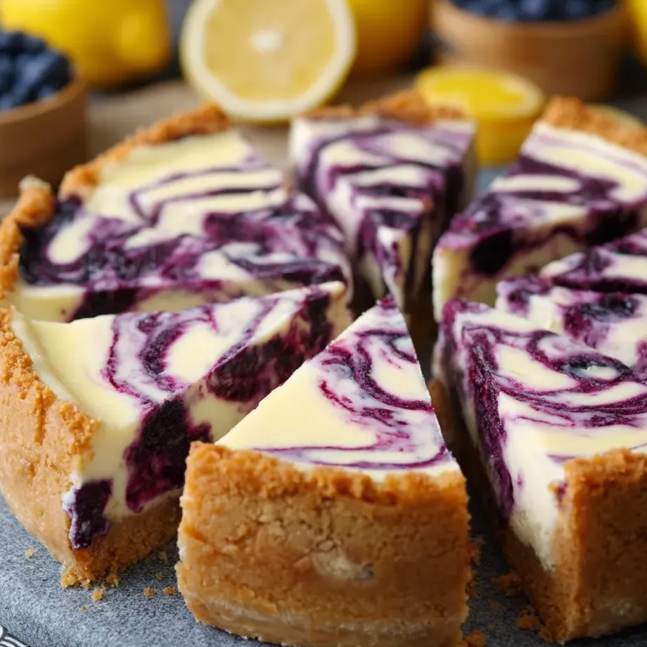 A slice of blueberry cheesecake.