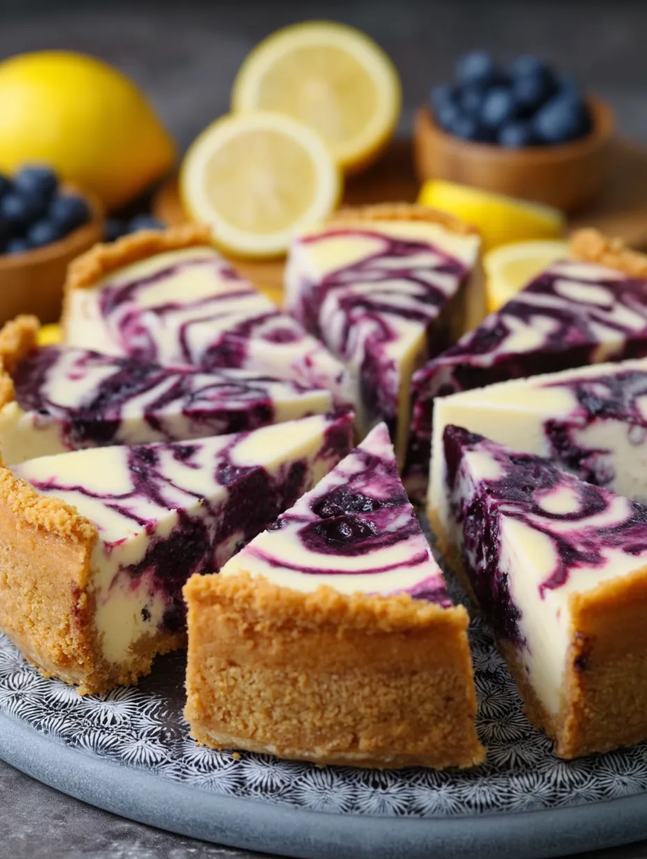 A slice of blueberry cheesecake on a plate.
