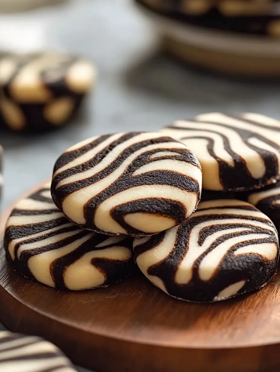 A stack of chocolate and white cookies.