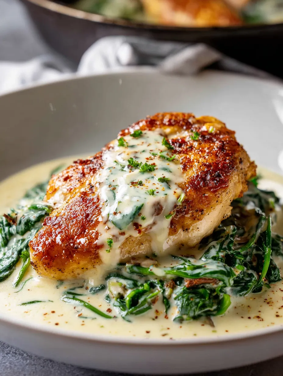 A piece of chicken with sauce on top.