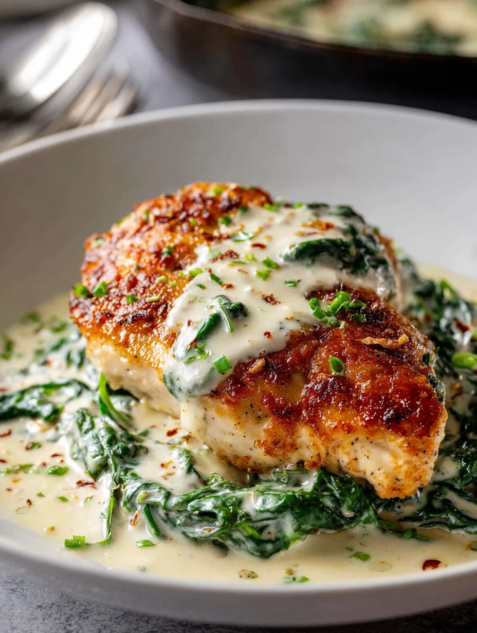 A piece of chicken with sauce on top.