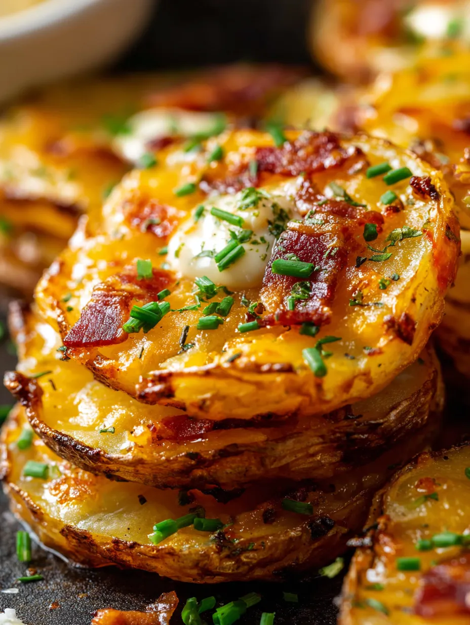 A stack of bacon wrapped potatoes.