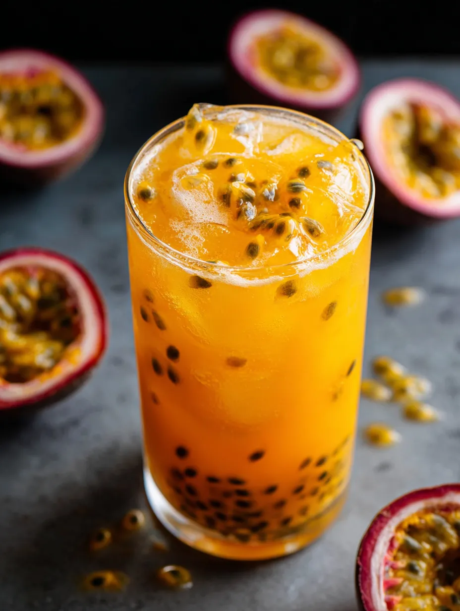 A glass of orange juice with a few fruits on the table.