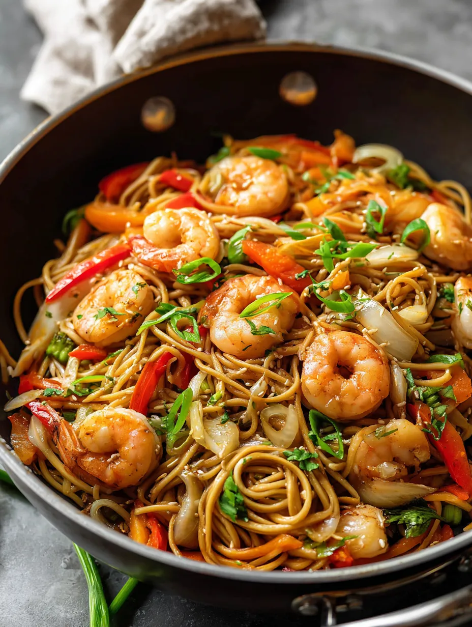A bowl of shrimp and vegetables.
