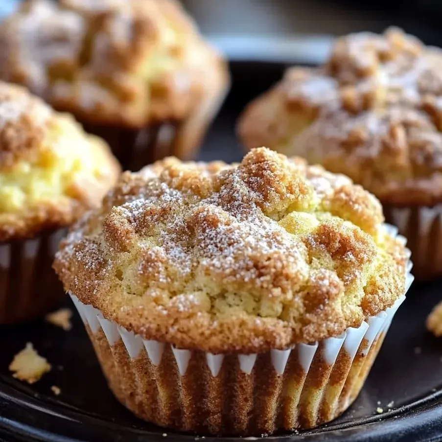 A cupcake with powdered sugar on top.