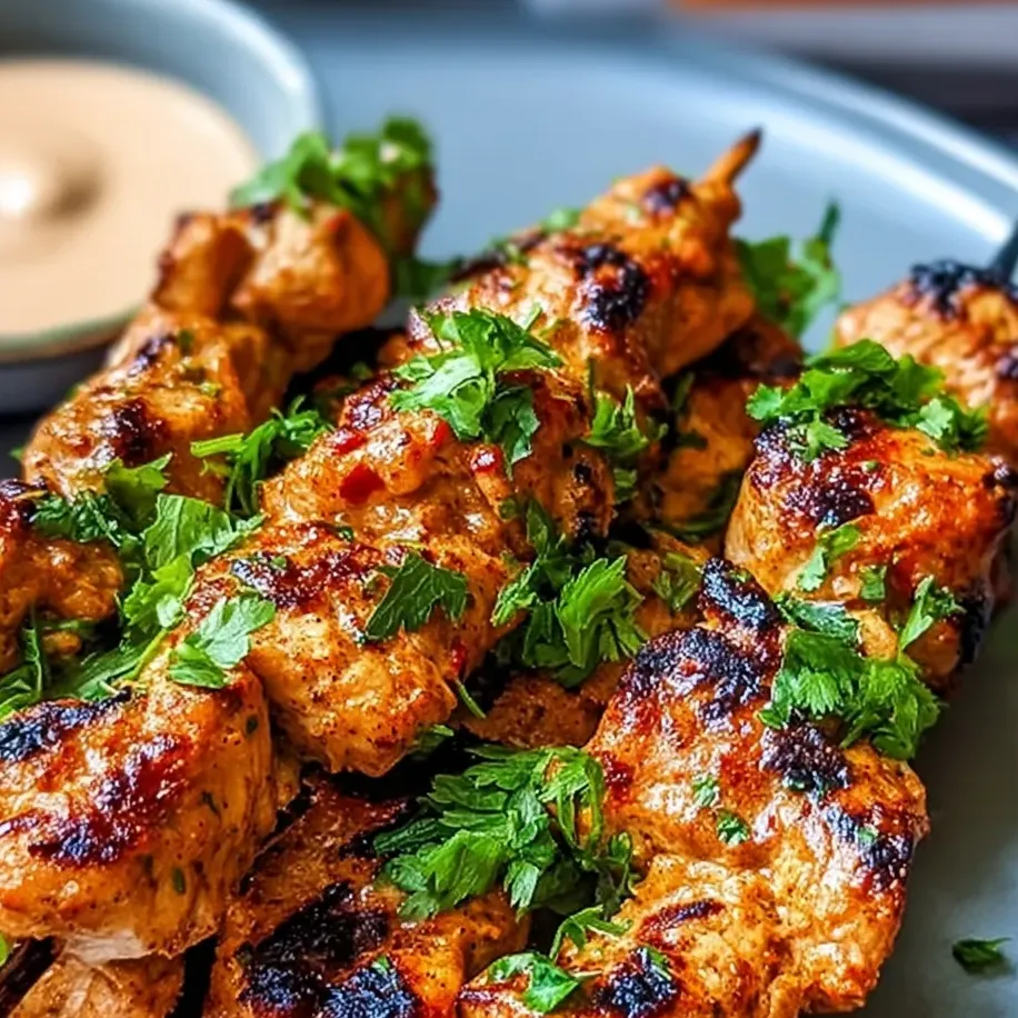 A plate of meat with a bowl of sauce.