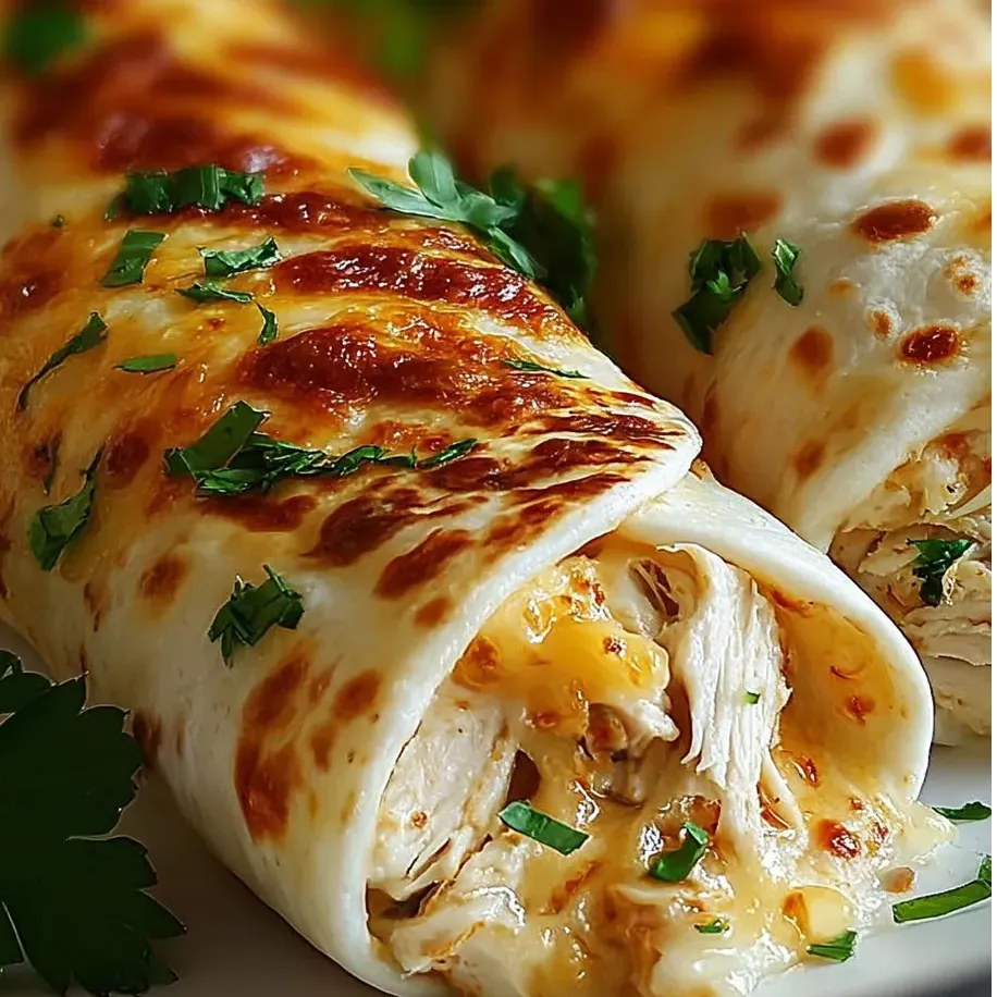 A plate of food with a burrito and a chicken wrap.