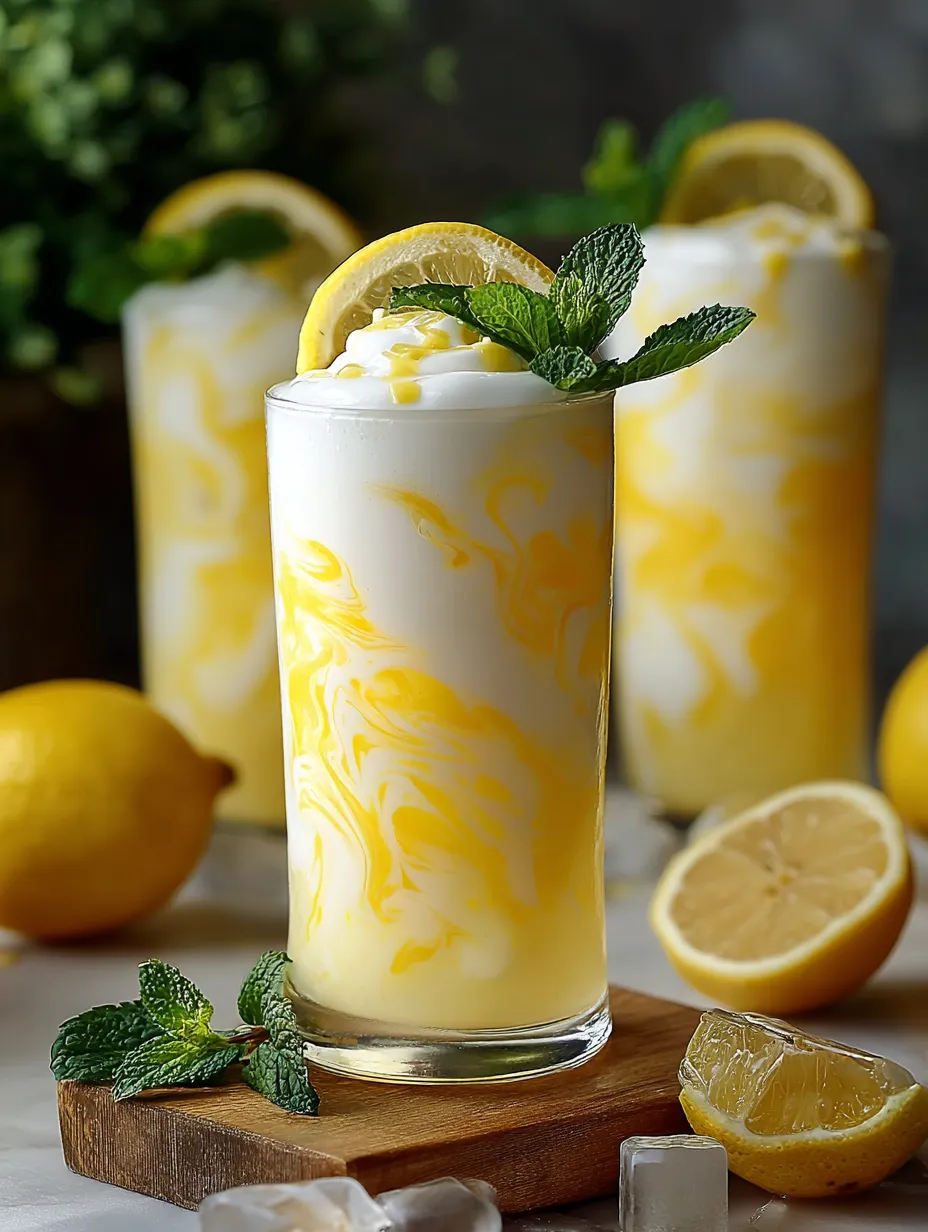 A glass of lemonade with lemon slices.