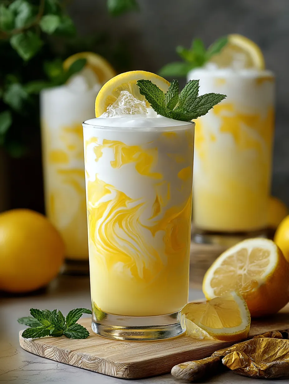A glass of lemonade with lemon slices.