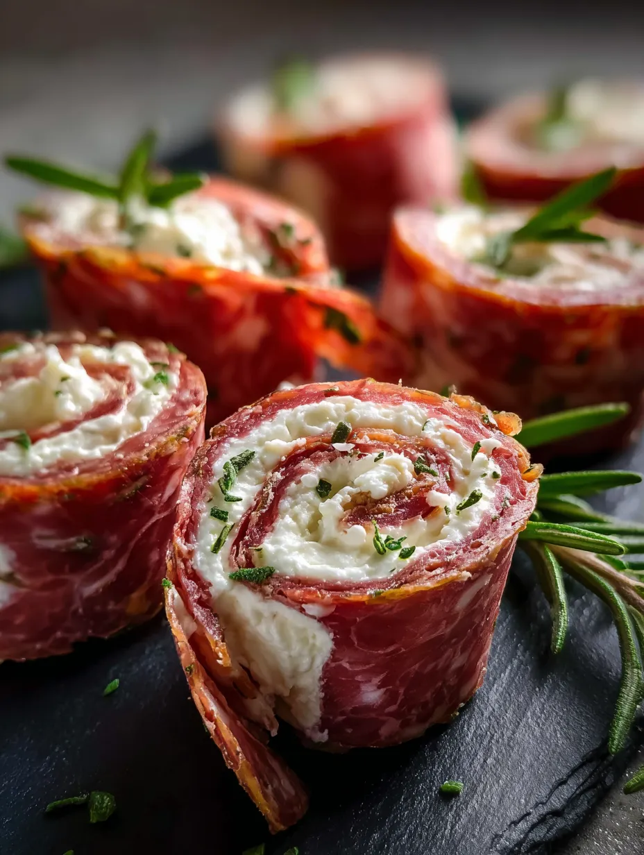 A plate of meat rolls with cheese.