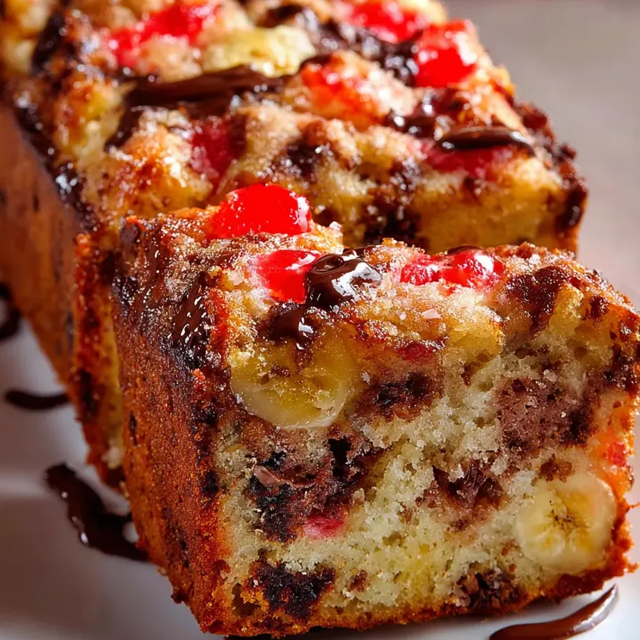 A slice of cake with chocolate and banana.
