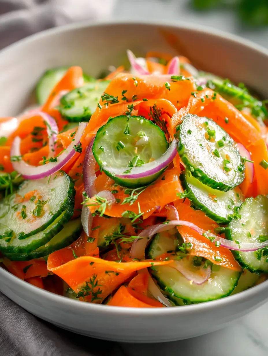 A bowl of vegetables including carrots and cucumbers.