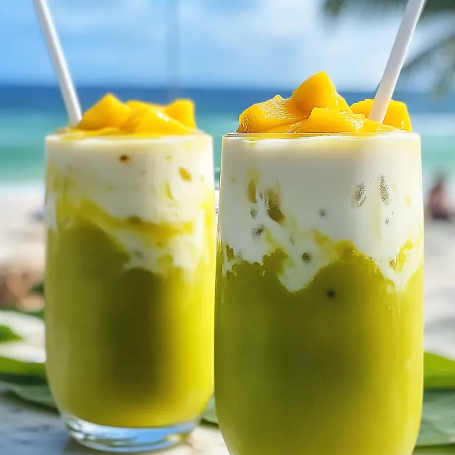 Two glasses of green smoothie.