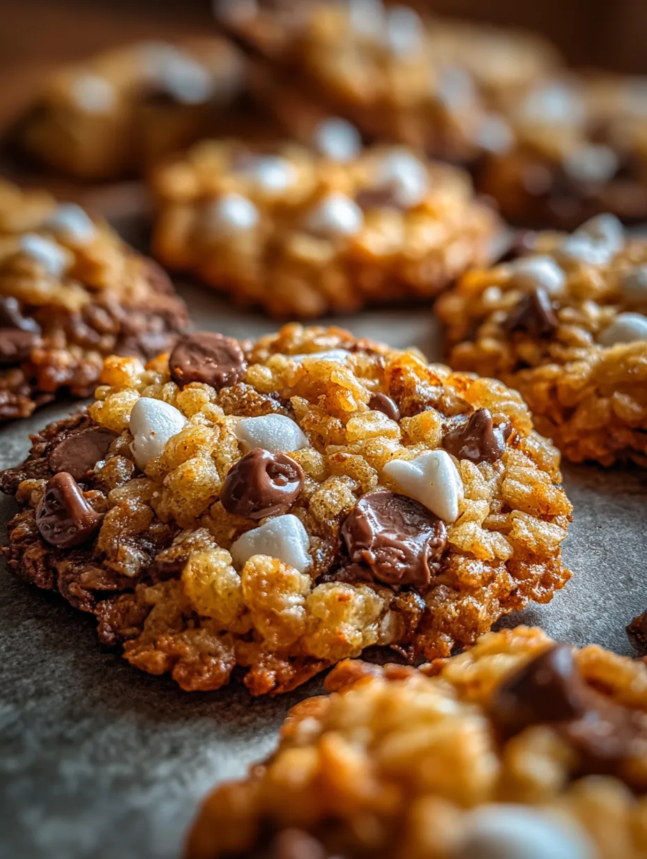 A close up of a chocolate chip cookie with marshmallows.