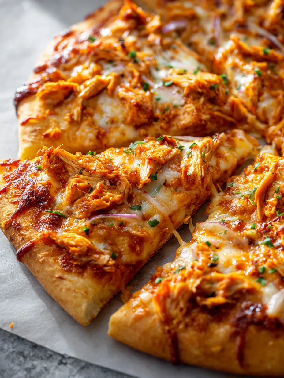 A slice of pizza with chicken and cheese on it.