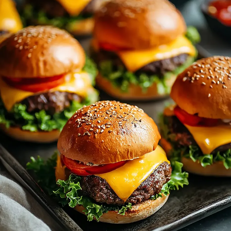 A tray of hamburgers with lettuce and tomato.