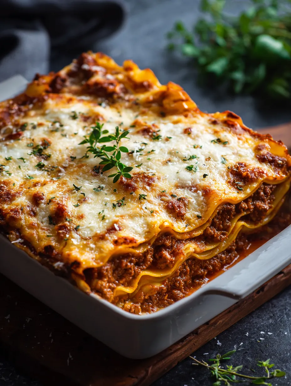 A square white dish with a lasagna in it.