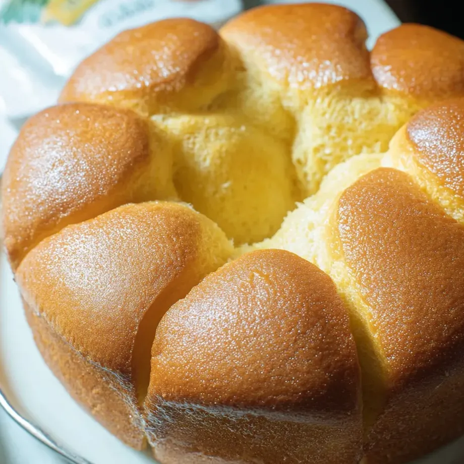 A cake with a golden brown crust.