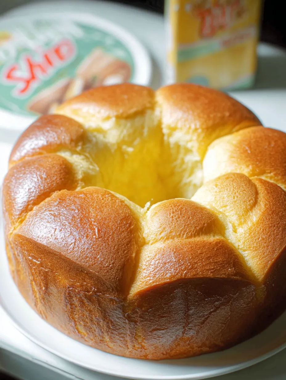 A cake with a hole in the center.