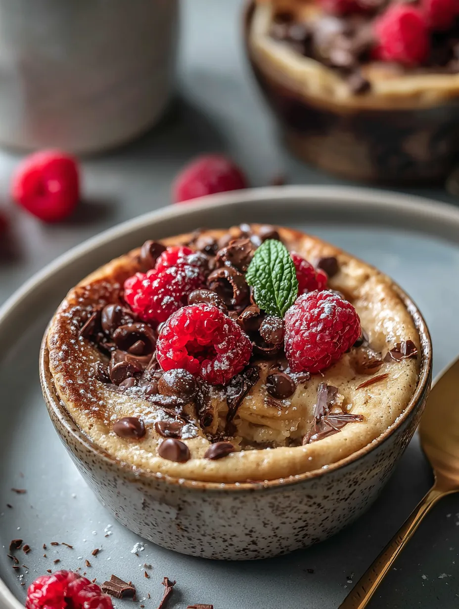 A bowl of chocolate and raspberry dessert.