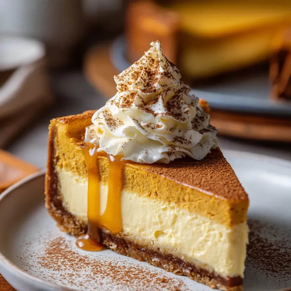 A slice of cheesecake with whipped cream on top.