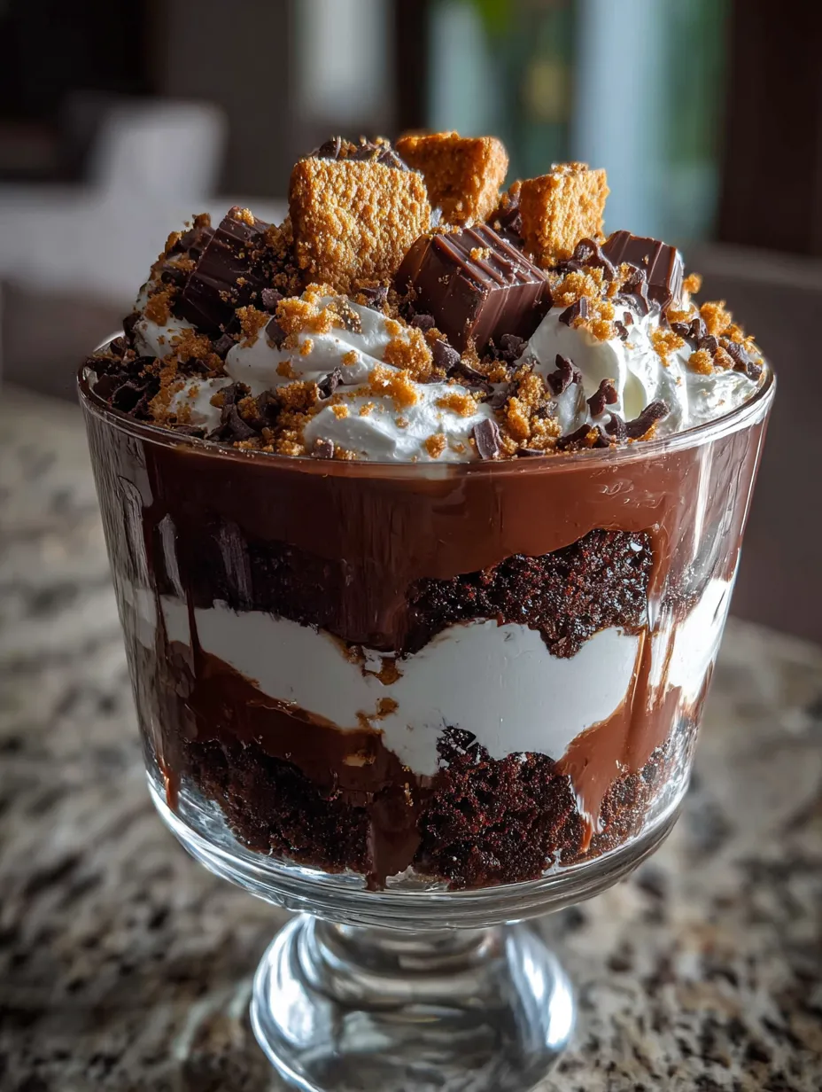 A glass of chocolate cake with white cream.