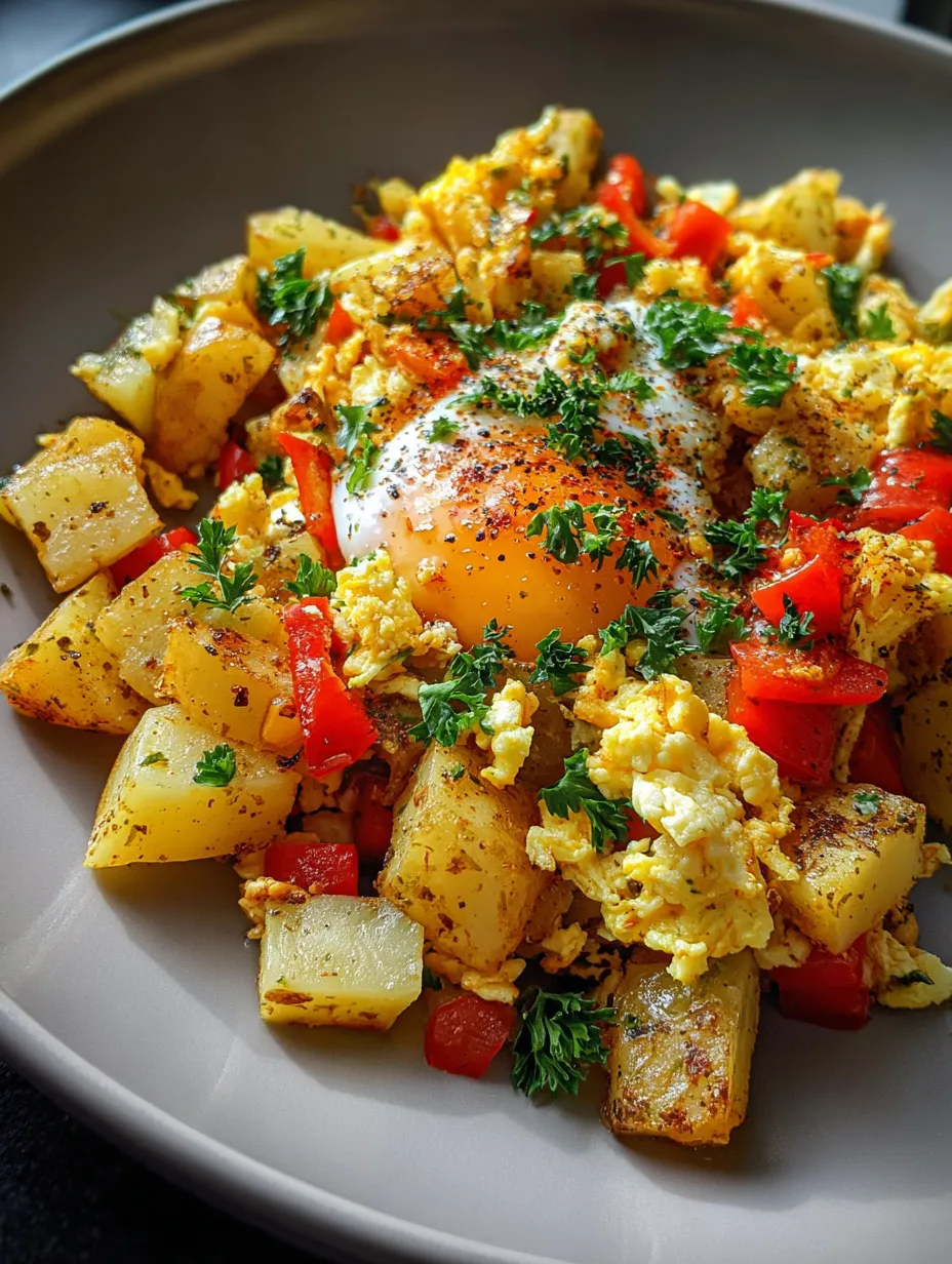 A plate of food with a fried egg on top.