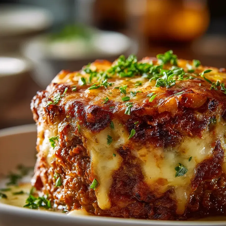 A plate of food with a casserole dish on it.