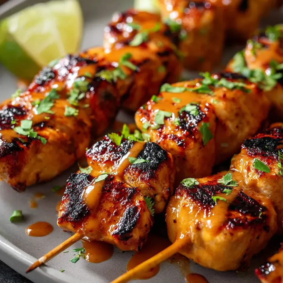 A plate of shish kabob with sauce.