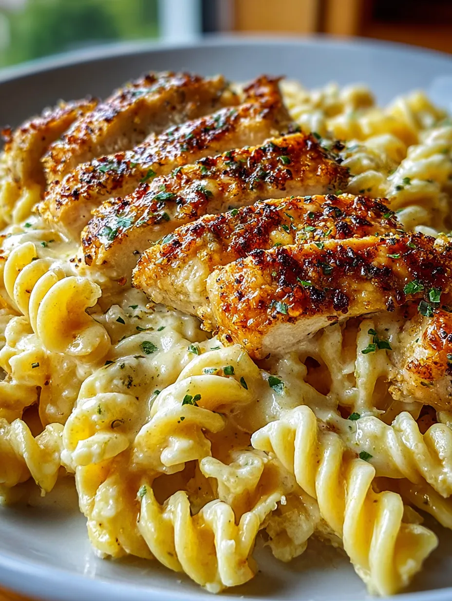 A plate of food with chicken and pasta.