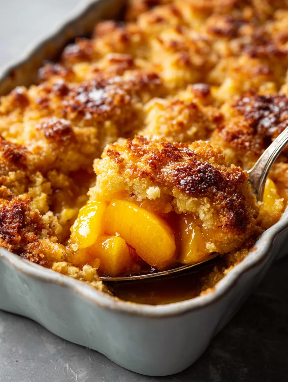 A spoonful of peaches in a pan.