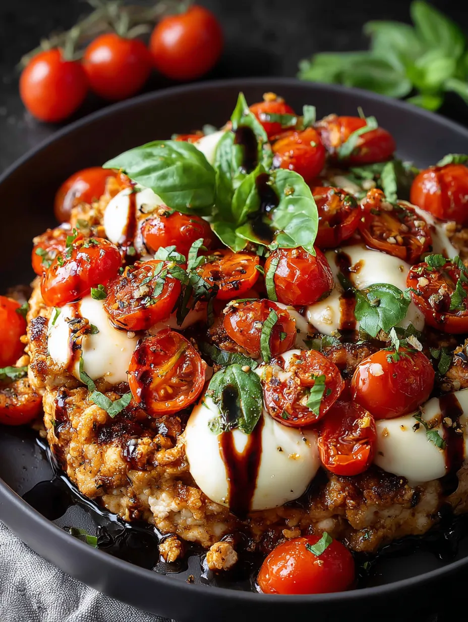 A plate of food with tomatoes and cheese.