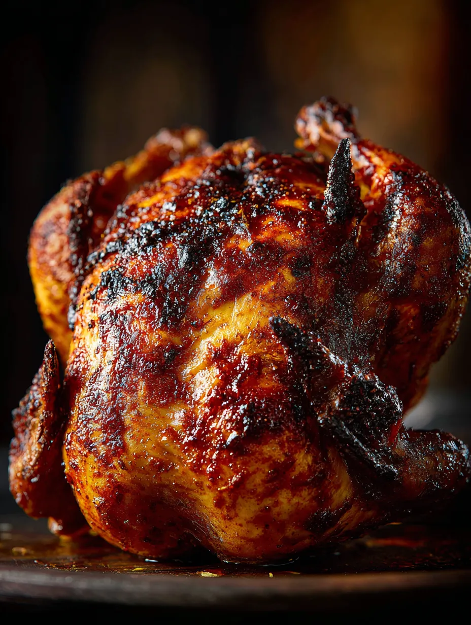 A close up of a cooked chicken.