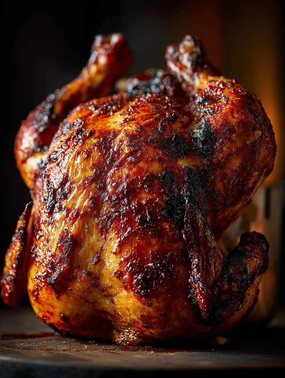 A close up of a cooked chicken.
