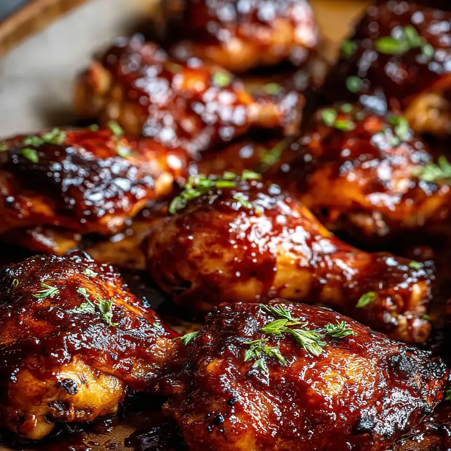Chicken with BBQ sauce.