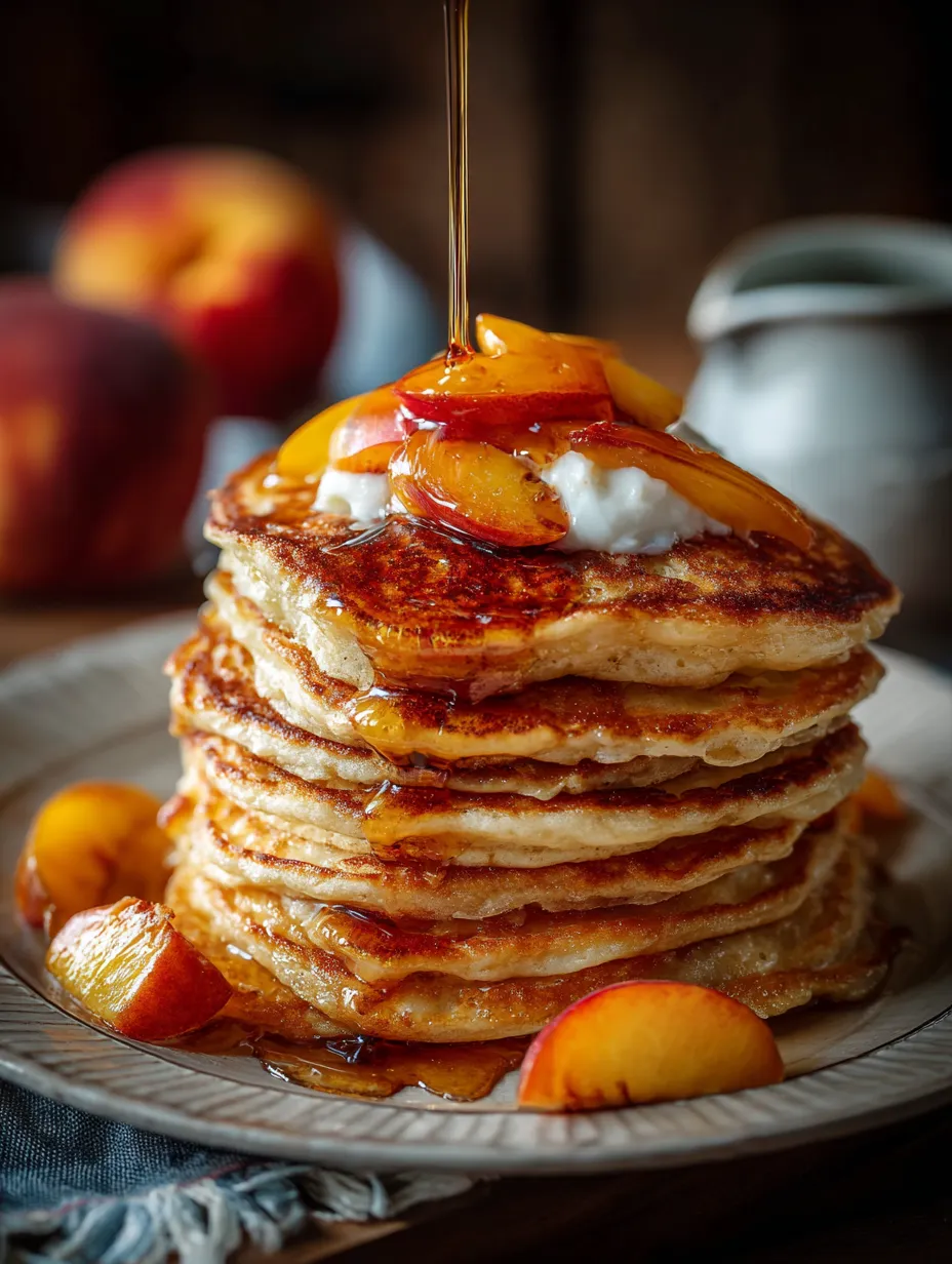 Peaches and cream stacked on top of each other.
