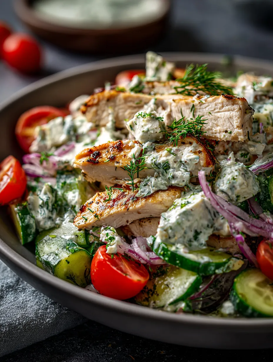 A bowl of chicken and vegetables.